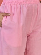 Joban Fashion Pink Cotton Embroidery Readymade Kurta Set - Distacart