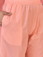 Joban Fashion Peach Cotton Embroidery Readymade Kurta Set - Distacart