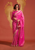 Monjolika Fashion Magenta Color Viscose Handloom Silk Weaving Saree With Blouse - Distacart
