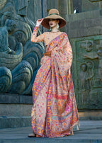 Monjolika Fashion Beige Color Kashmiri Organza Pashmina Silk Saree With Blouse - Distacart