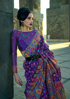 Monjolika Fashion Violet Color Kashmiri Organza Pashmina Silk Saree With Blouse - Distacart