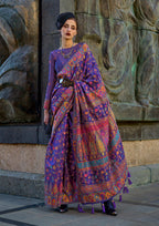 Monjolika Fashion Violet Color Kashmiri Organza Pashmina Silk Saree With Blouse - Distacart