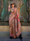 Monjolika Fashion Chikoo Color Kashmiri Organza Pashmina Silk Saree With Blouse - Distacart