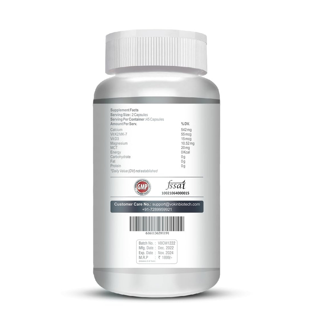 Vokin Biotech Calcium with Magnesium, Vitamin D3 & Vitamin K2- Mk-7 - Support Bone Health- 572mg