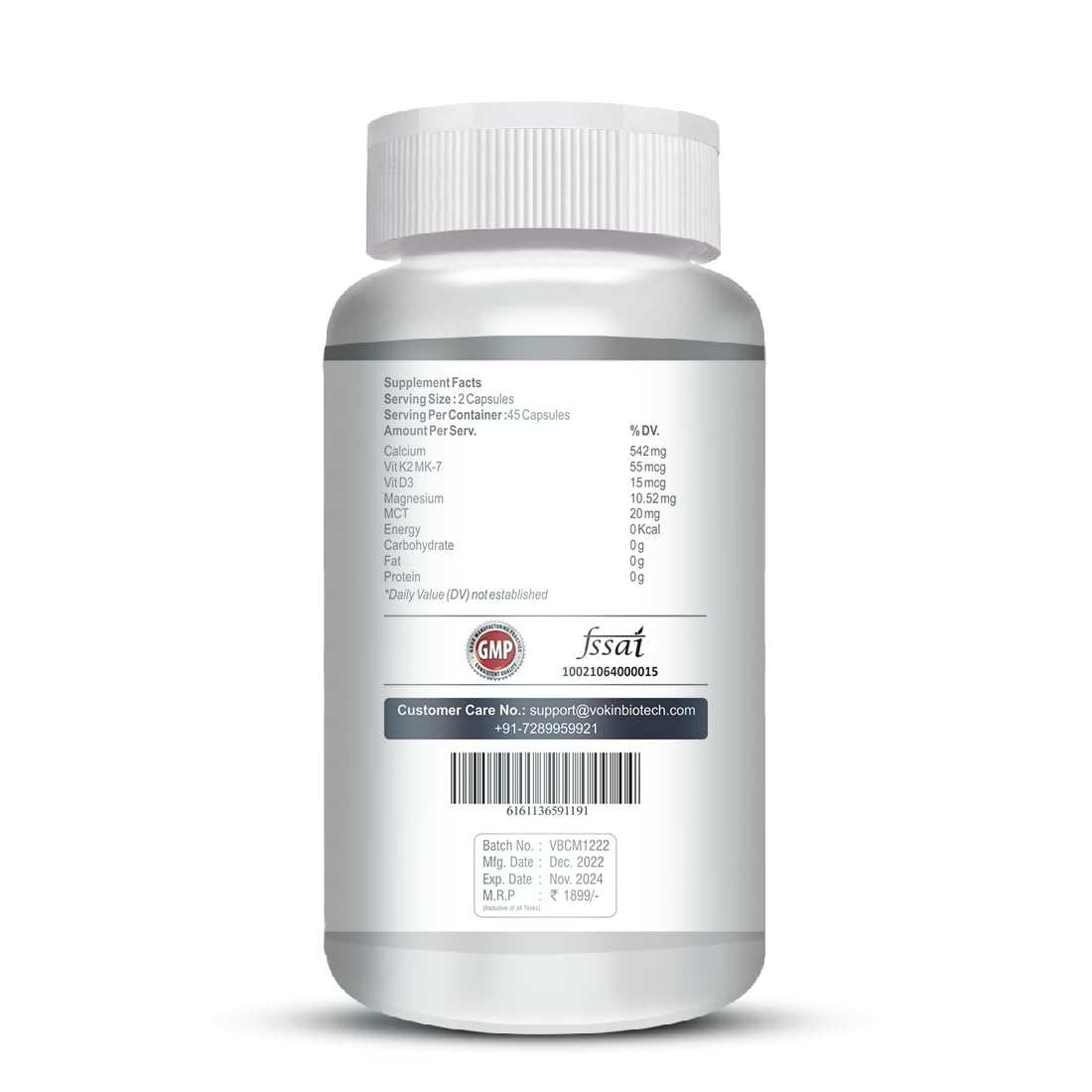 Vokin Biotech Calcium with Magnesium, Vitamin D3 & Vitamin K2- Mk-7 - Support Bone Health- 572mg