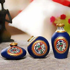 Hand-Painted Home Decorative Miniature Small Pots Set ( Set of 3 Mini Pots)