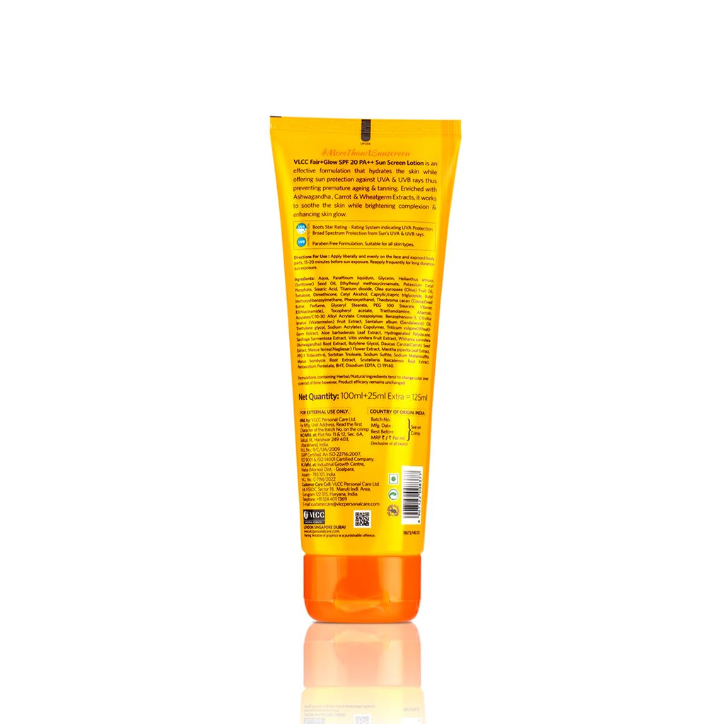 VLCC Fair+Glow Sun Screen Lotion SPF 20 PA++