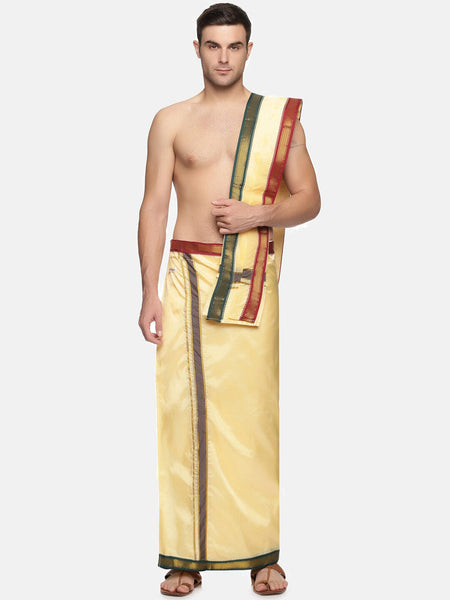 Sethukrishna Men Beige Solid Dhotis