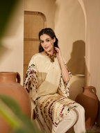 Joban Fashion Cream Silk Printed Readymade Kurta Set - Distacart