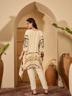 Joban Fashion Cream Silk Printed Readymade Kurta Set - Distacart