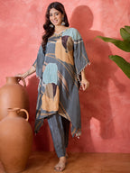Joban Fashion Grey Silk Printed Readymade Kurta Set - Distacart