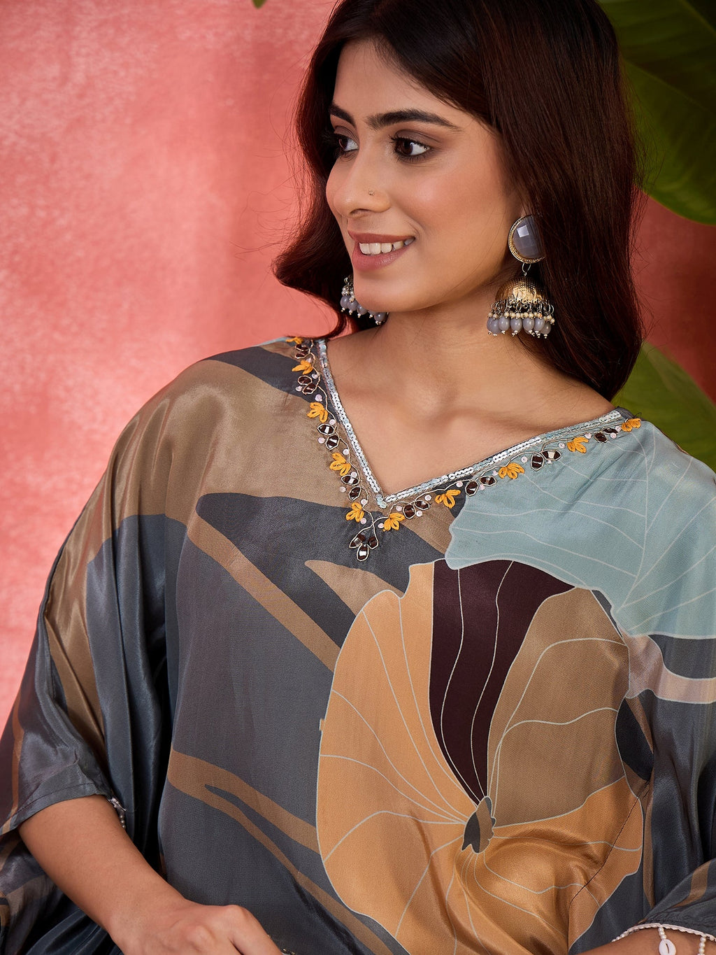 Joban Fashion Grey Silk Printed Readymade Kurta Set - Distacart