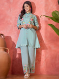 Joban Fashion Grey Silk Embroidered Readymade Kurta Set - Distacart