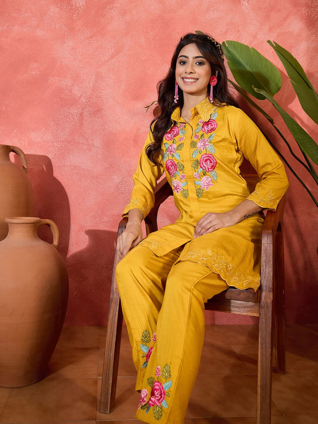 Joban Fashion Mustard Silk Embroidered Readymade Kurta Set - Distacart