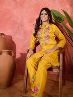 Joban Fashion Mustard Silk Embroidered Readymade Kurta Set - Distacart