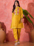 Joban Fashion Mustard Silk Embroidered Readymade Kurta Set - Distacart