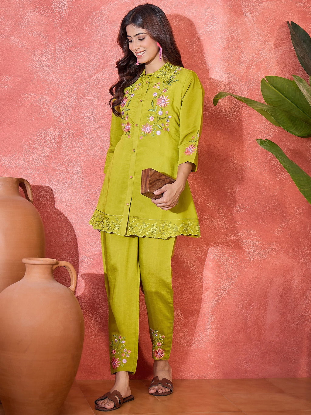 Joban Fashion Green Silk Embroidered Readymade Kurta Set - Distacart