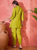 Joban Fashion Green Silk Embroidered Readymade Kurta Set - Distacart