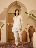 Joban Fashion Off White Silk Embroidered Readymade Kurta Set - Distacart