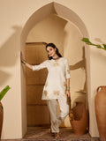 Joban Fashion Off White Silk Embroidered Readymade Kurta Set - Distacart