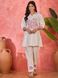 Joban Fashion Off White Silk Embroidered Readymade Kurta Set - Distacart