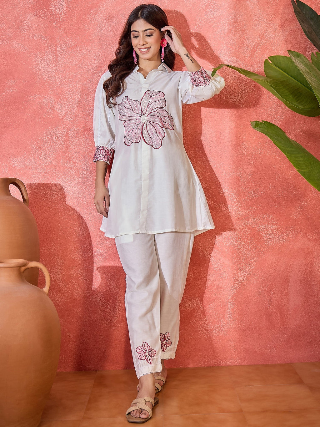 Joban Fashion Off White Silk Embroidered Readymade Kurta Set - Distacart