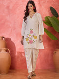 Joban Fashion Off White Silk Embroidered Readymade Kurta Set - Distacart