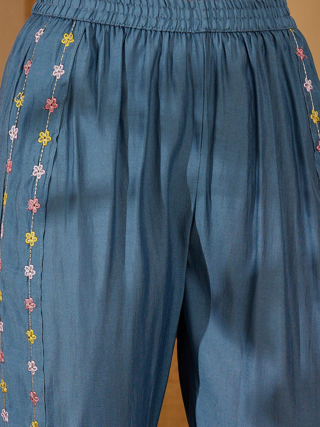 Joban Fashion Blue Silk Embroidered Readymade Kurta Set - Distacart