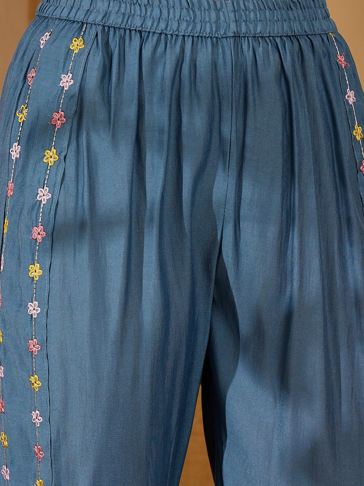 Joban Fashion Blue Silk Embroidered Readymade Kurta Set - Distacart