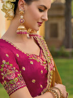 Monjolika Fashion Light Brown Colour Embroidered Organza Silk Party Saree