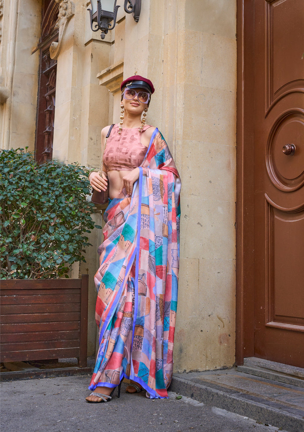 Monjolika Fashion Elegant Multi Colour Satin Georgette Lightweight Saree - Distacart