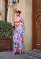Monjolika Fashion Elegant Multi Colour Satin Georgette Lightweight Saree - Distacart