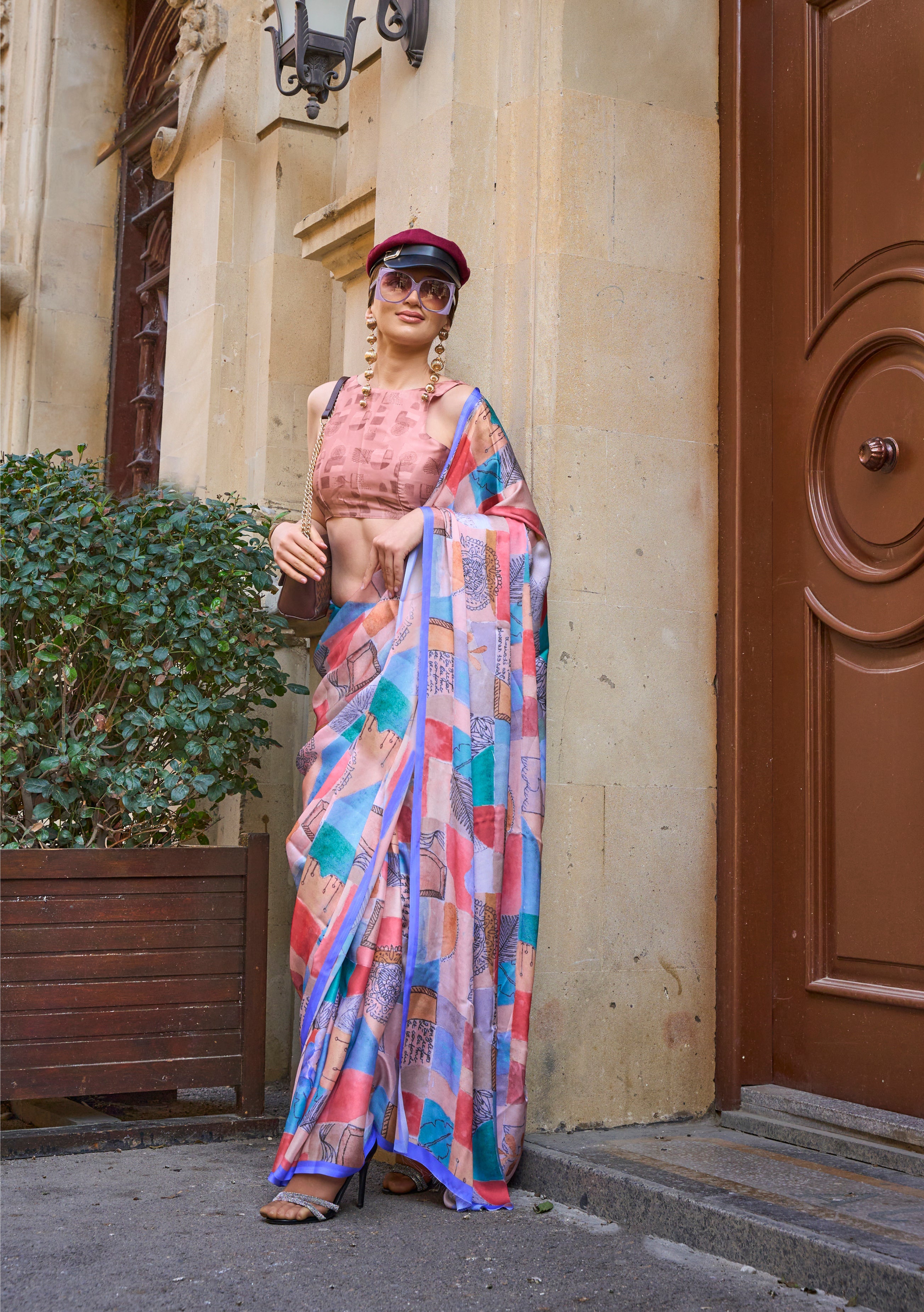 Monjolika Fashion Elegant Multi Colour Satin Georgette Lightweight Saree - Distacart