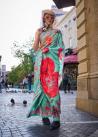Monjolika Fashion Sophisticated Sea Green Colour Crepe Silk Elegant Saree - Distacart