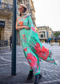 Monjolika Fashion Sophisticated Sea Green Colour Crepe Silk Elegant Saree - Distacart