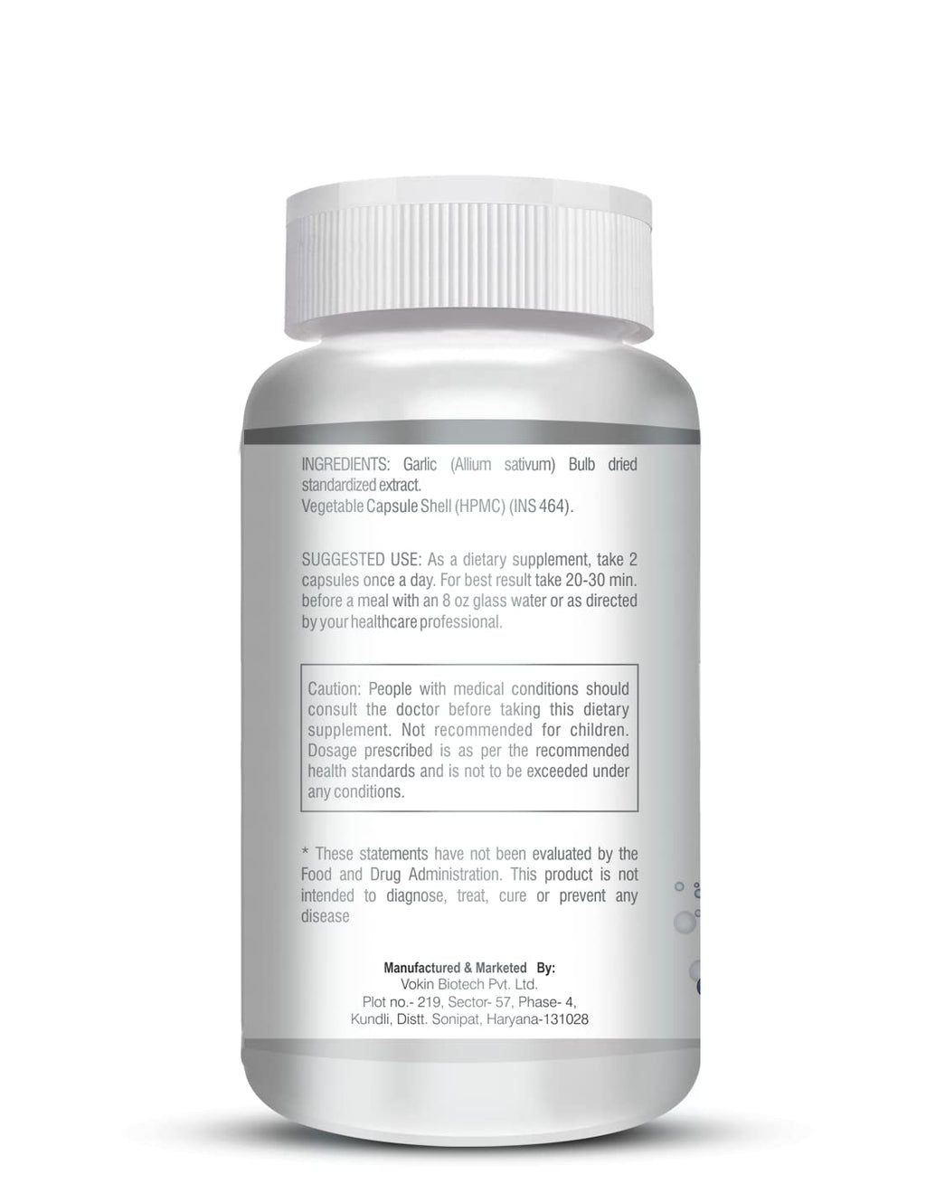 Vokin Biotech Garlic Extract 1:13 Allium Sativum - 500mg, Support Blood Pressure and Heart Health