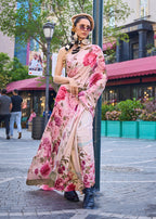 Monjolika Fashion Sophisticated Beige Colour Crepe Silk Elegant Saree - Distacart