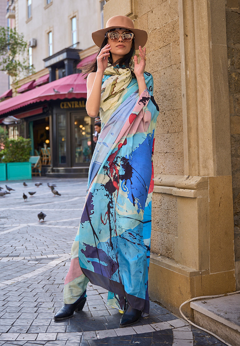 Monjolika Fashion Sophisticated Multi Colour Crepe Silk Elegant Saree - Distacart