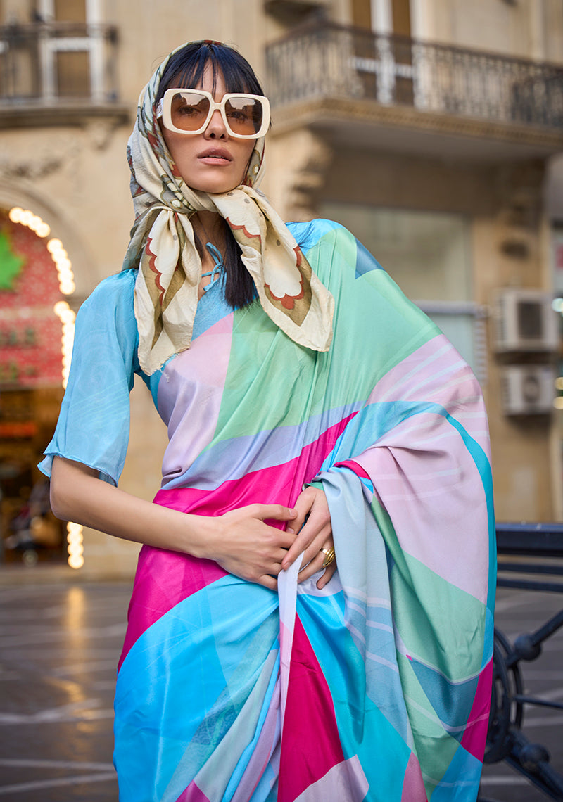 Monjolika Fashion Sophisticated Multi Colour Crepe Silk Elegant Saree - Distacart