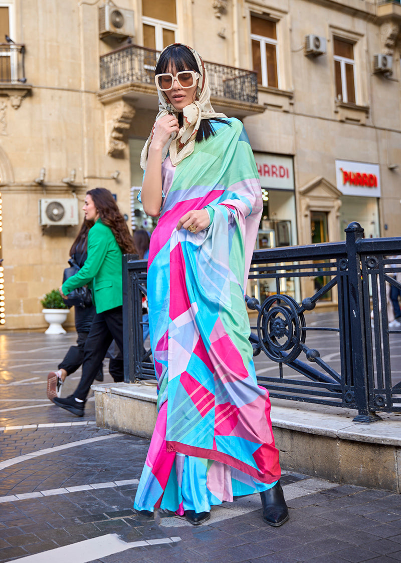Monjolika Fashion Sophisticated Multi Colour Crepe Silk Elegant Saree - Distacart
