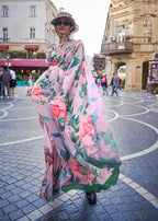 Monjolika Fashion Sophisticated Baby Pink Colour Crepe Silk Elegant Saree - Distacart