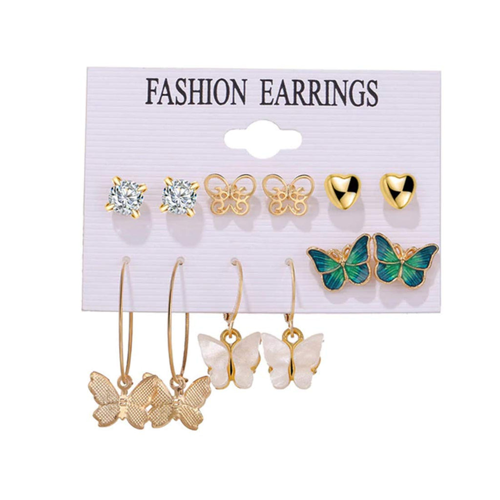 Gold-Plated Alloy Set Of 6 Designer Earrings - The Pari - Distacart