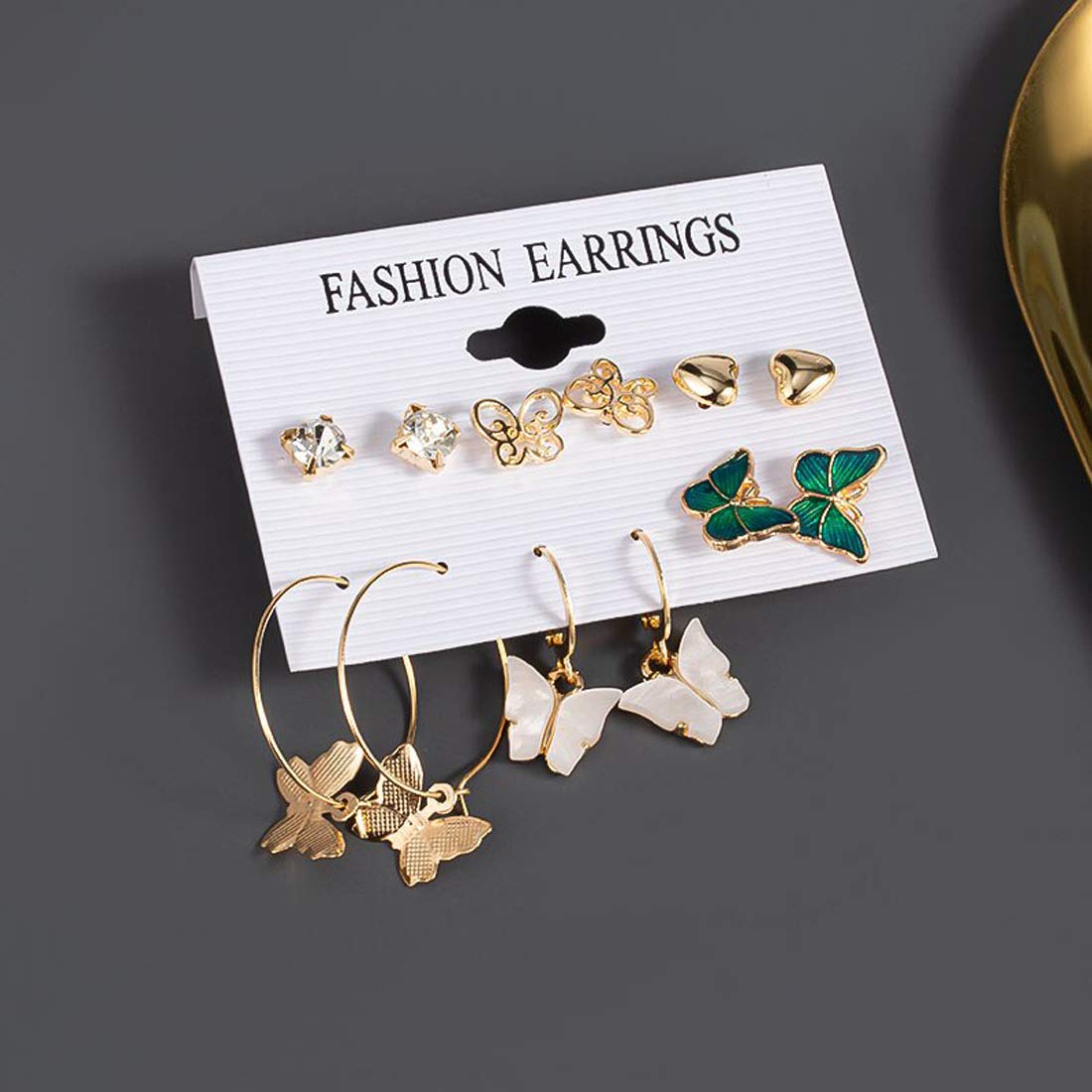 Gold-Plated Alloy Set Of 6 Designer Earrings - The Pari - Distacart