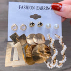 Gold-Plated Alloy Set Of 6 Designer Earrings - The Pari - Distacart