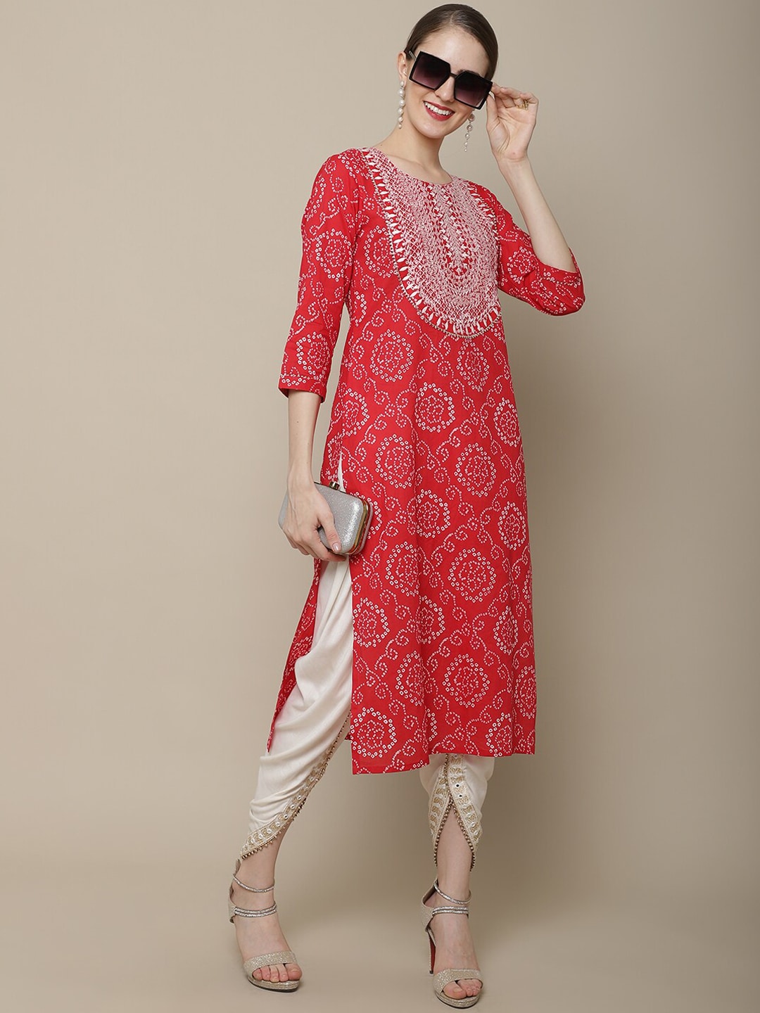 Sangria Bandhani Printed Cotton Kurta