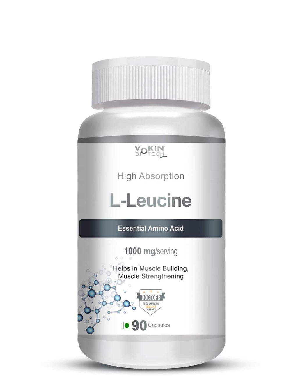 Vokin biotech L- Leucine – Supports muscle Building, Muscle Strengthening – 1000mg