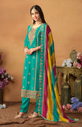 Monjolika Fashion Faux Georgette Embroidered Trendy Salwar Suit In Turquoise - Distacart