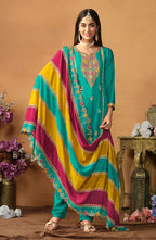 Monjolika Fashion Faux Georgette Embroidered Trendy Salwar Suit In Turquoise - Distacart