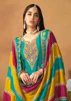 Monjolika Fashion Faux Georgette Embroidered Trendy Salwar Suit In Turquoise - Distacart