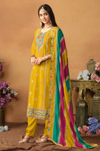 Monjolika Fashion Faux Georgette Embroidered Trendy Salwar Suit In Mustard - Distacart